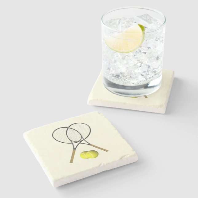 Tennis Doubles Cream Stone Coaster (Side)