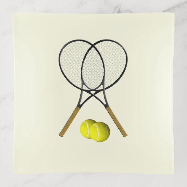 Tennis Doubles Cream Trinket Tray (Front)