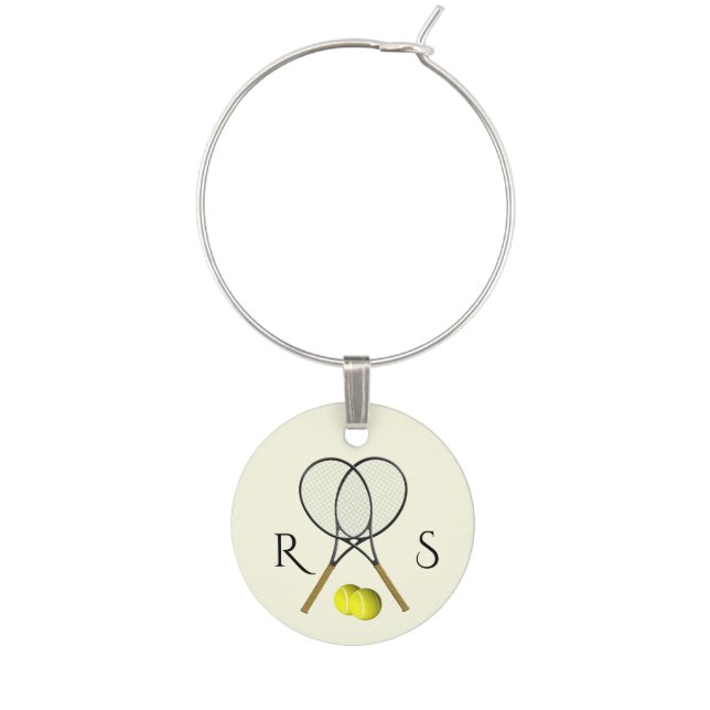 Tennis Doubles Cream Wine Charm (Front)