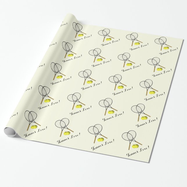 Tennis Doubles Cream Wrapping Paper (Unrolled)