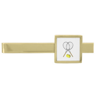 Tennis Doubles Gold Finish Tie Bar