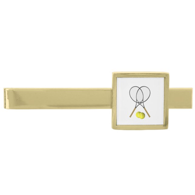 Tennis Doubles  Gold Finish Tie Bar (Front)
