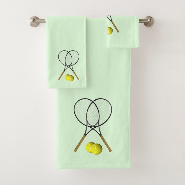 Tennis Doubles Green Bath Towel Set (Insitu)