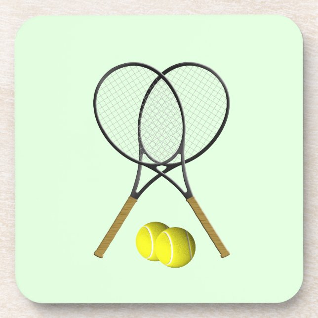 Tennis Doubles Green Beverage Coaster (Front)