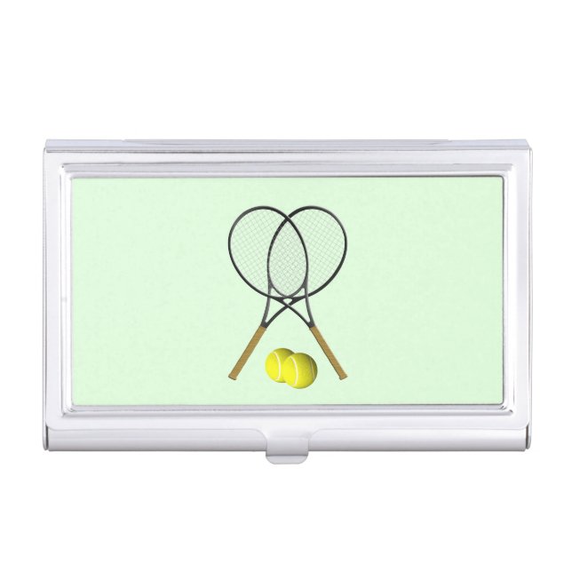 Tennis Doubles Green Business Card Case (Front)
