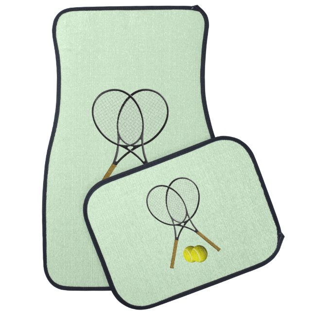 Tennis Doubles Green Car Floor Mat (Set)