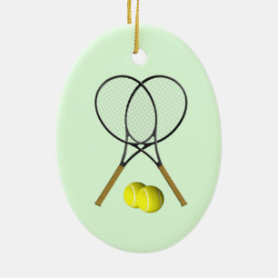 Tennis Doubles Green Ceramic Ornament