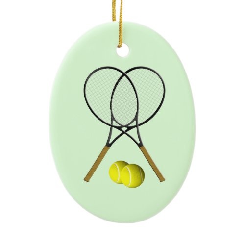 Tennis Doubles Green Ceramic Ornament