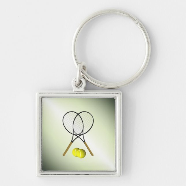 Tennis Doubles Green Keychain (Front)