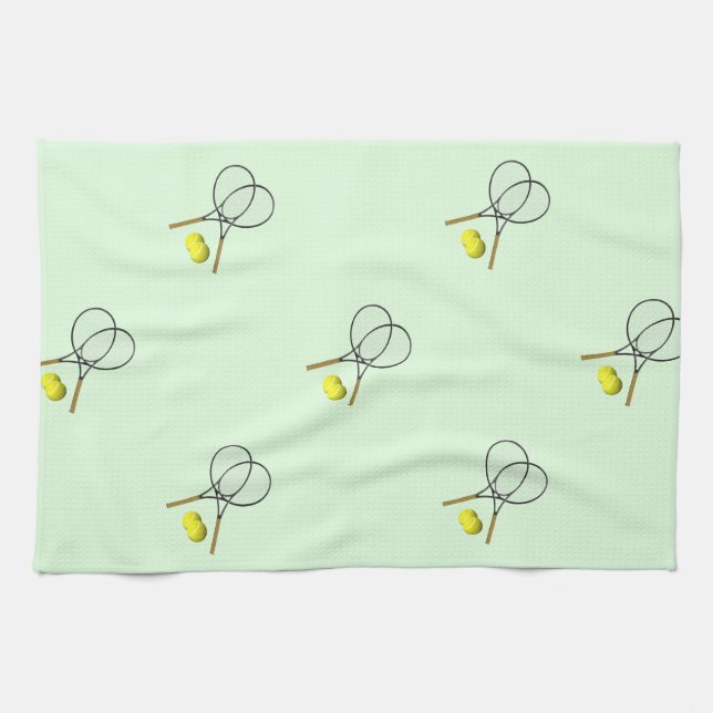 Tennis Doubles Green Kitchen Towel (Horizontal)