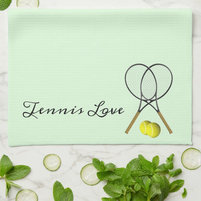 Tennis Doubles Green Kitchen Towel (Folded)
