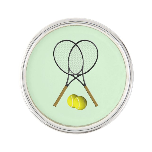 Tennis Doubles Green Lapel Pin (Front)