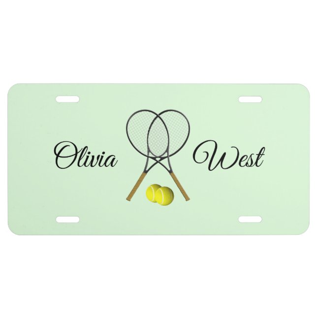 Tennis Doubles Green License Plate (Front)