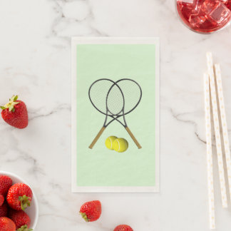Tennis Doubles Green Paper Guest Towels