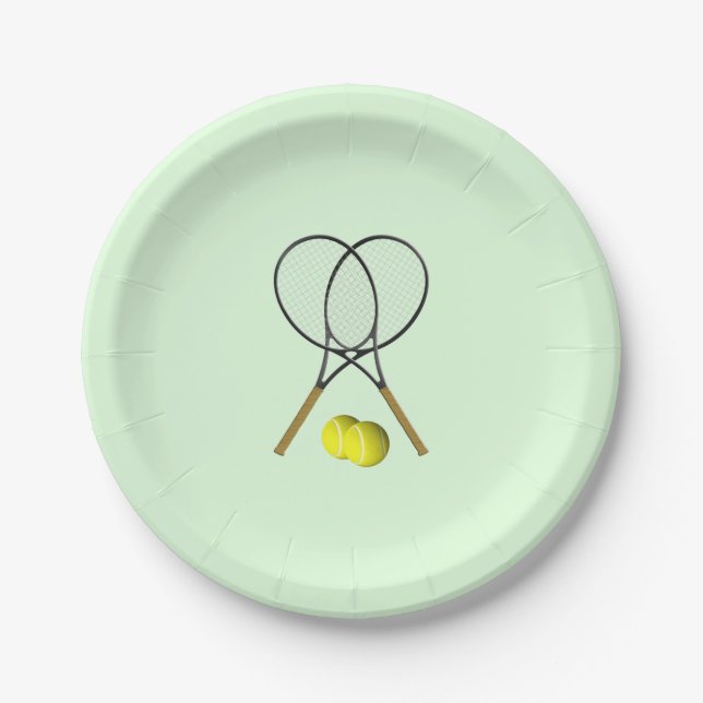 Tennis Doubles Green Paper Plates (Front)
