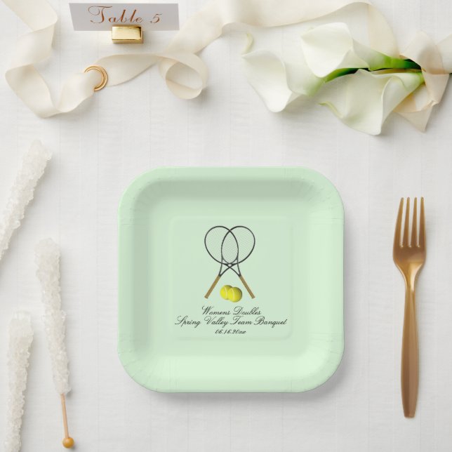 Tennis Doubles Green Paper Plates (Wedding)