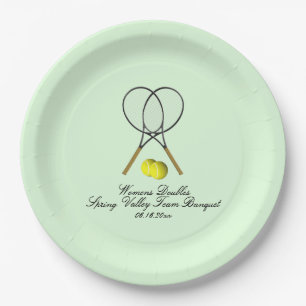 Tennis Doubles Green Paper Plates