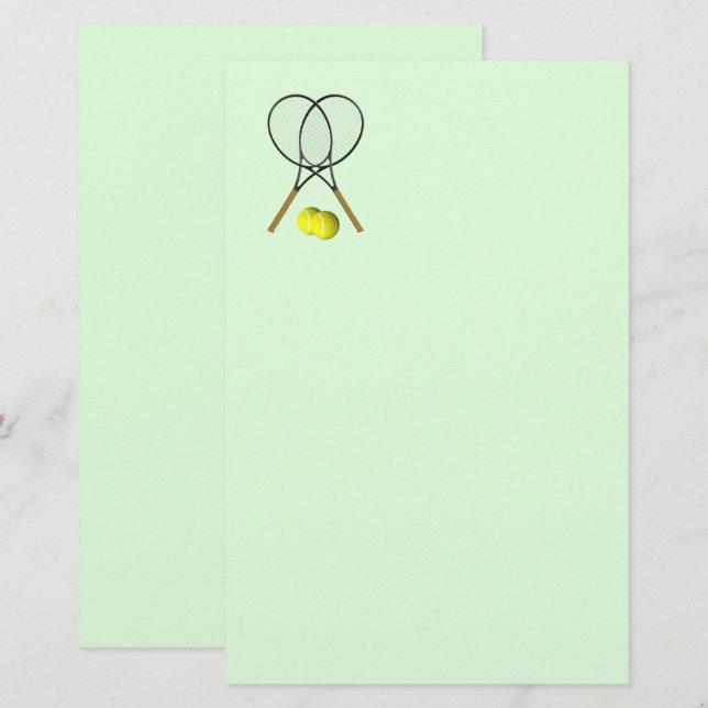 Tennis Doubles Green Stationery (Front/Back)