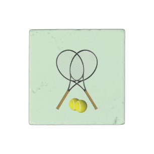 Tennis Doubles Green Stone Magnet