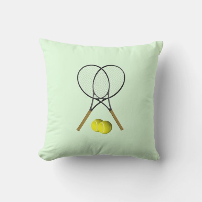 Tennis Doubles Green Throw Pillow (Front)