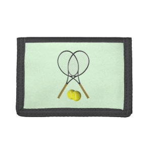 Tennis Doubles Green Tri-fold Wallet