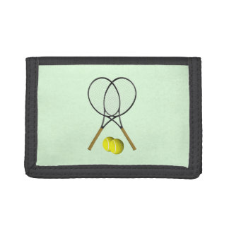 Tennis Doubles Green Trifold Wallet