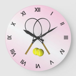 Tennis Doubles Pink Sports Large Clock