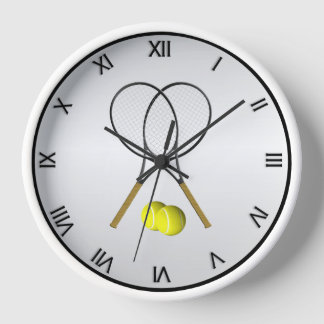 Tennis Doubles Silver Clock