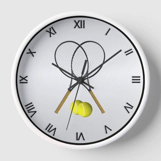 Tennis Doubles Silver Clock (Front)
