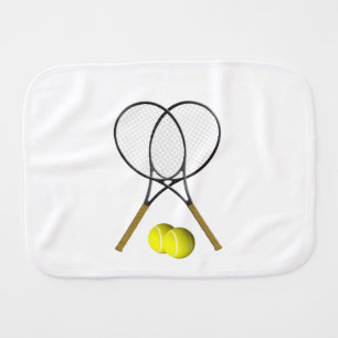 Tennis Doubles White Baby Burp Cloth