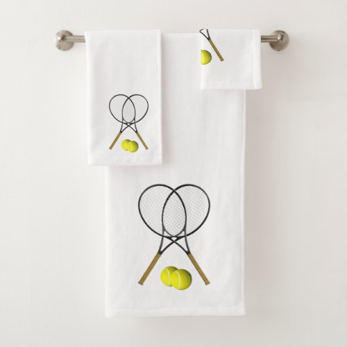 Tennis Doubles White Bath Towel Set