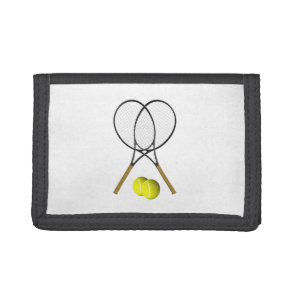 Tennis Doubles White Tri-fold Wallet