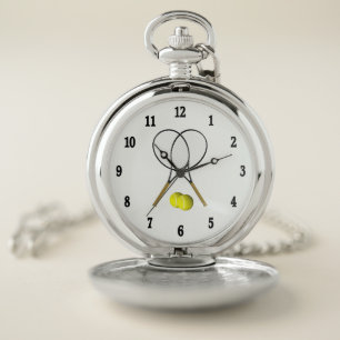 Tennis Doubles with Black Numbers Pocket Watch