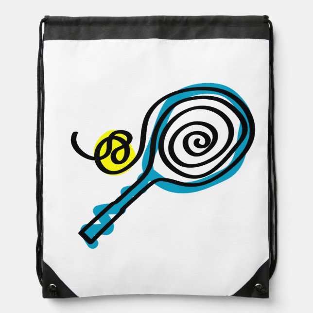 Tennis drawstring bag backpack | ball and racket (Front)