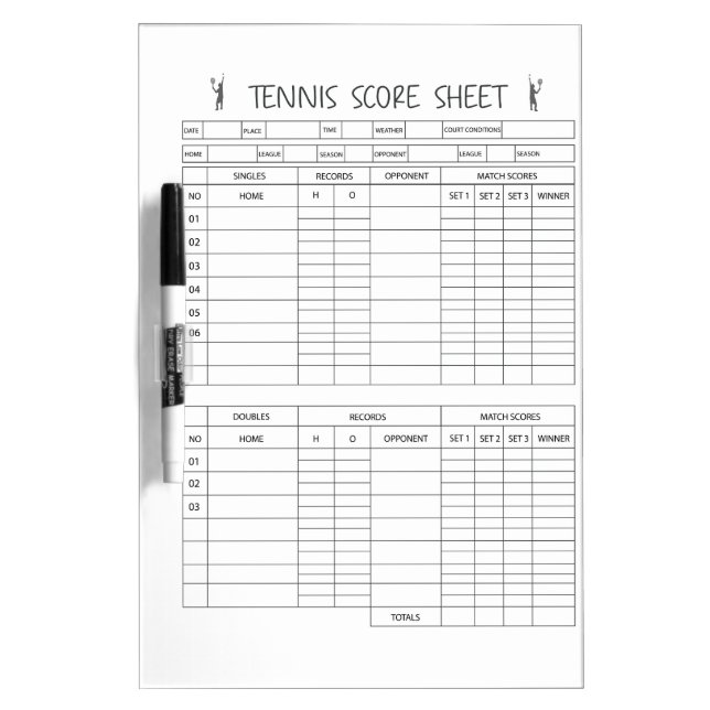 Tennis  dry erase board (Front)