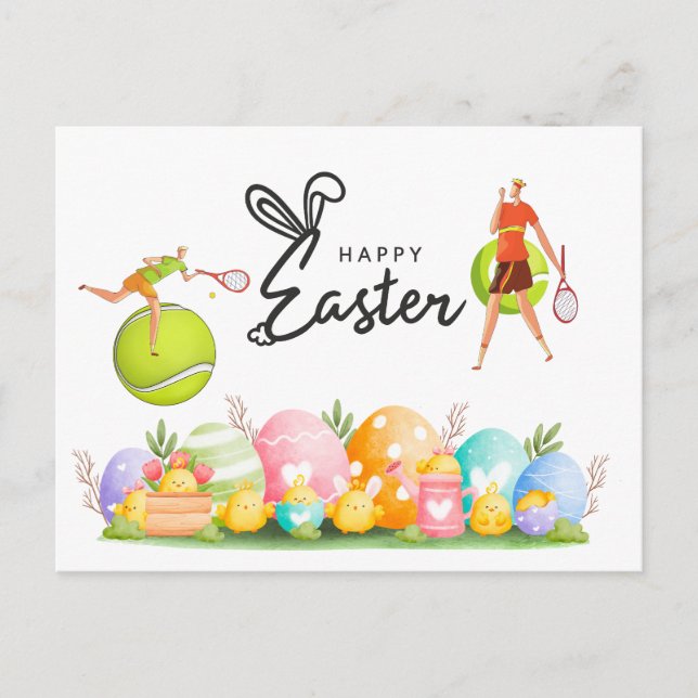 Tennis Easter Holiday for Tennis Player Postcard (Front)