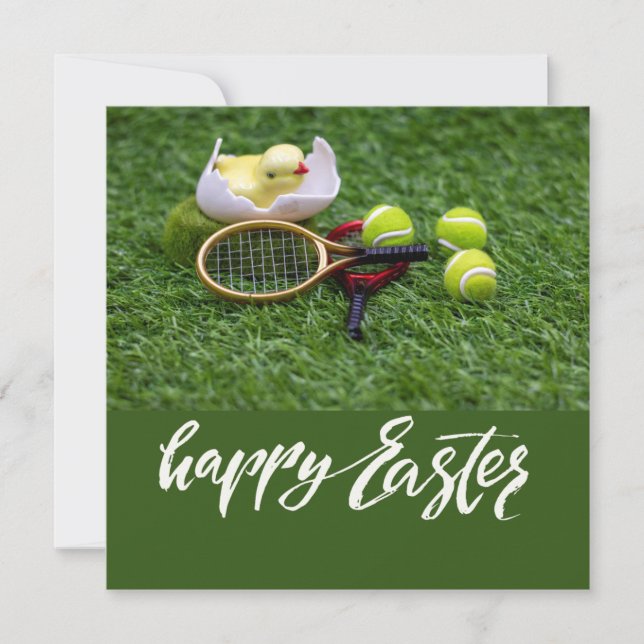 Tennis Easter holiday with racket and balls Card (Front)