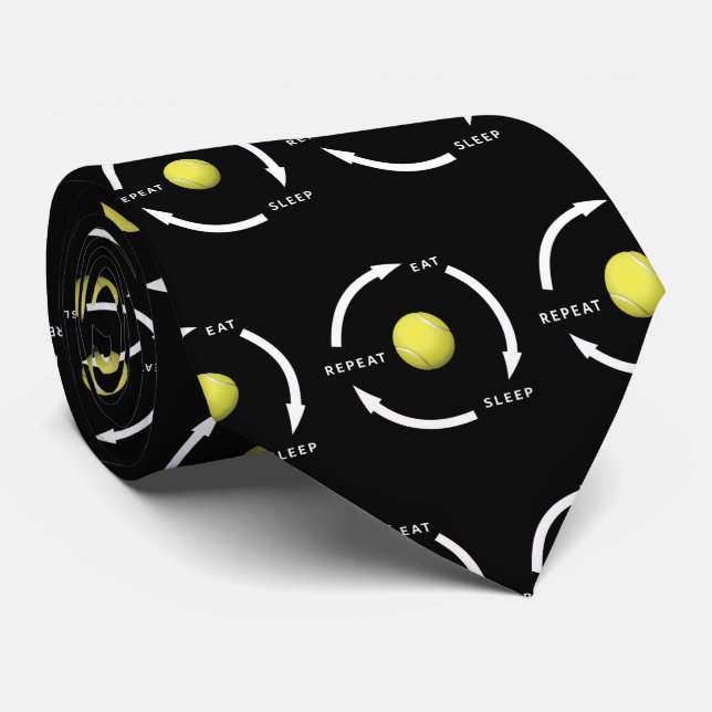 Tennis Eat Sleep Repeat Sports Fan Saying Neck Tie (Rolled)