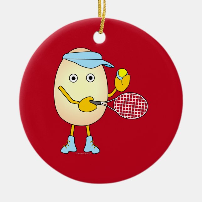 Tennis Egghead  Ceramic Ornament (Front)