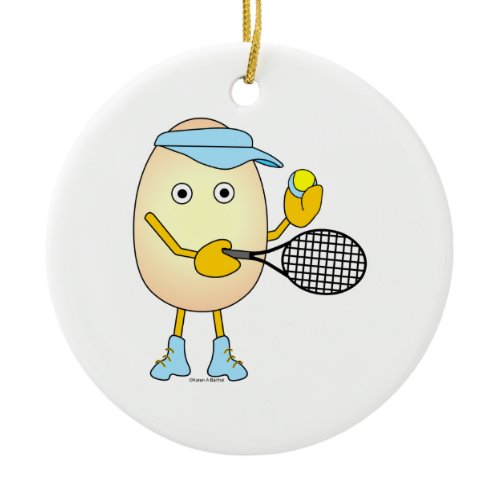 Tennis Egghead  Ceramic Ornament