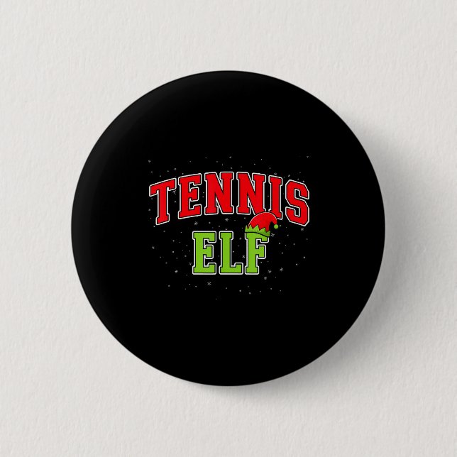 Tennis Elf Christmas Family Matching Group Xmas  Button (Front)
