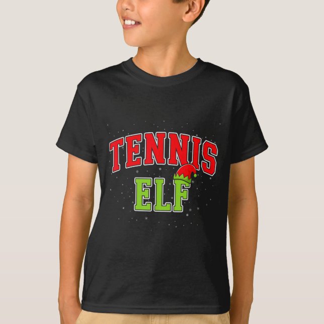Tennis Elf Christmas Family Matching Group Xmas  T-Shirt (Front)