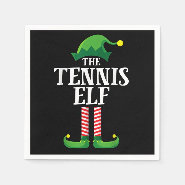 Tennis Elf Matching Family Group Christmas Party Napkins (Front)