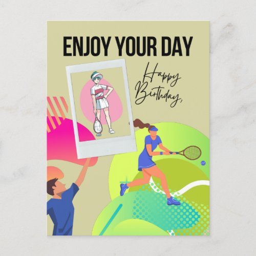 Tennis enjoy your day happy birthday   postcard