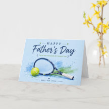 Tennis Father’s Day Card for Dad Blue Watercolor