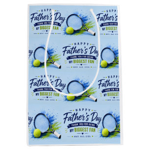 Tennis Father’s Day for Dad Blue Watercolor Medium Gift Bag