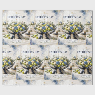 Tennis  Father's Day with racket and flowers Wrapping Paper