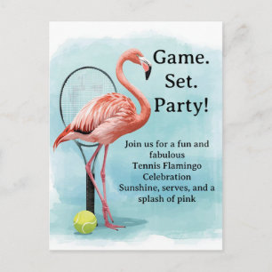 Tennis  Flamingo  with racket and ball invitation  Postcard