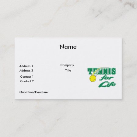 Tennis For Life Text Design Business Card