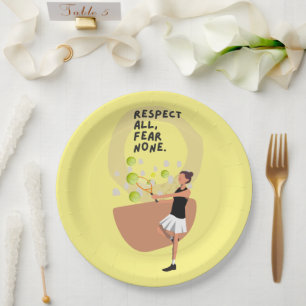 Tennis for woman player party paper plates